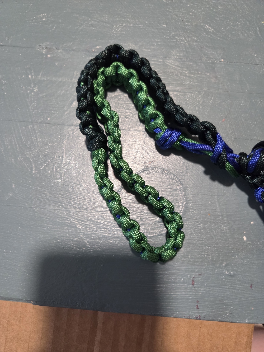 Handcrafted Braided Key Lanyard - Green & Blue